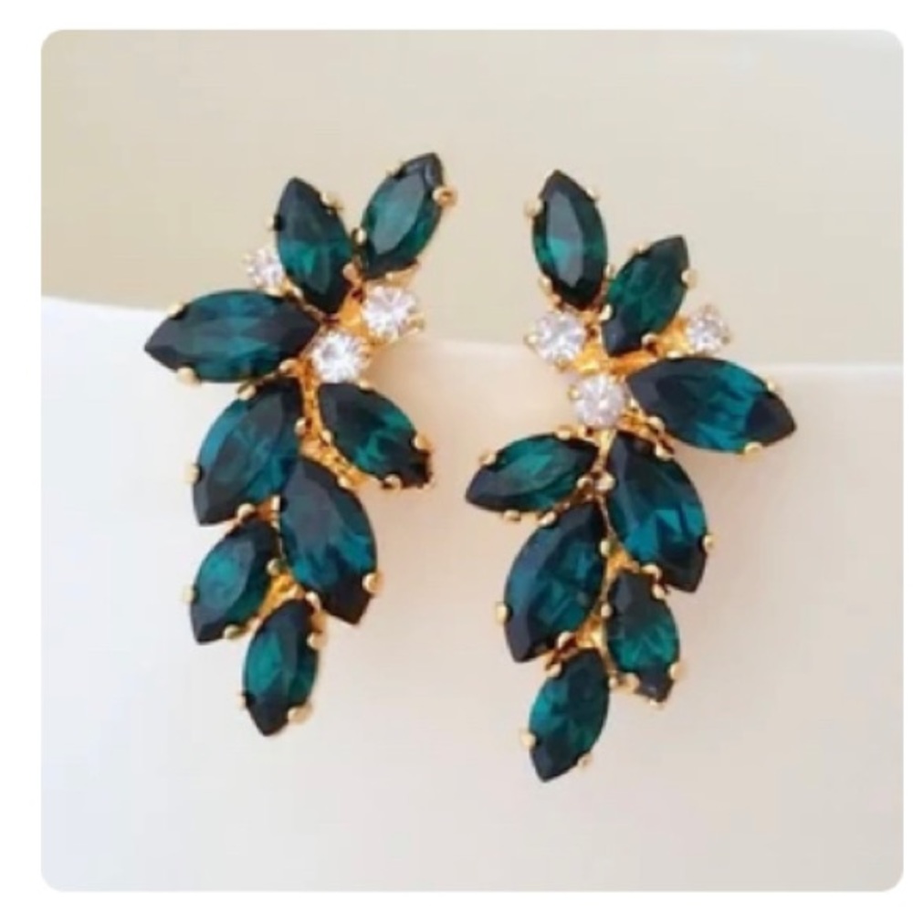 Green gem earrings